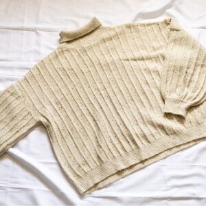 Molly Bracken Speckled Cream Turtleneck Sweater